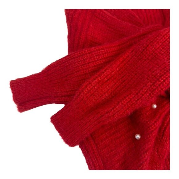 NOBO No Boundaries Women SZ M (7-9) Red Twisted Pearl Ribbed Crop Sweaters - Picture 9 of 11